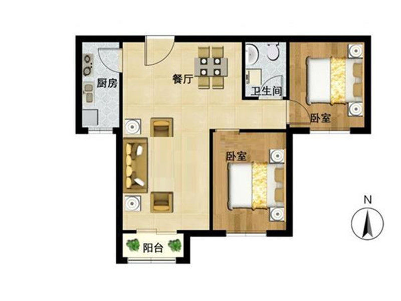三合庄园7号院,2居室,1厅