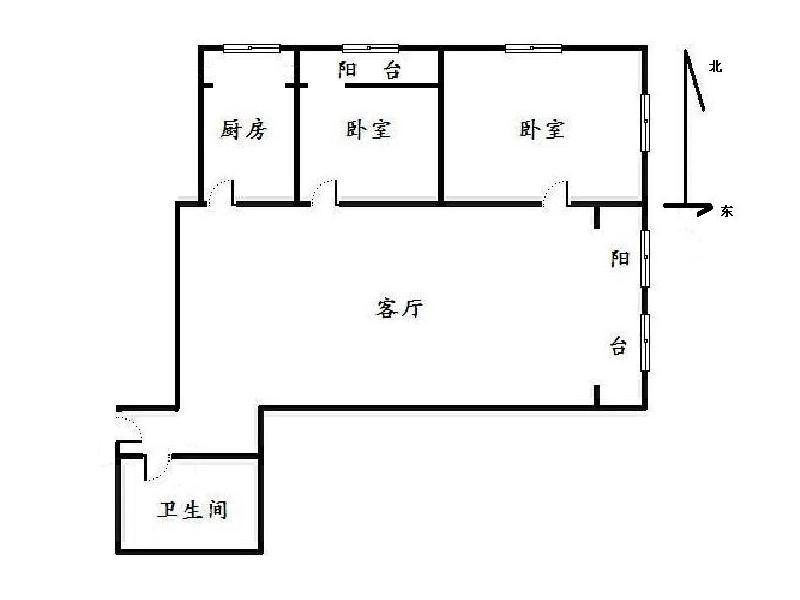 清城公寓,2居室,1厅